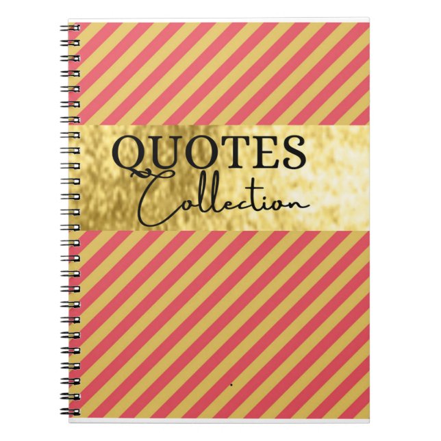 Caderno Espiral coleção de citações rosa e dourado (Frente)