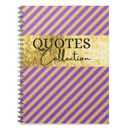 Caderno Espiral coleção de cotações em roxo e ouro