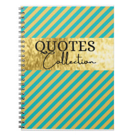 Caderno Espiral coleção de cotações verdes e douradas