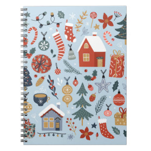 Caderno Espiral Coleção de Natal de elementos decorativos de inver