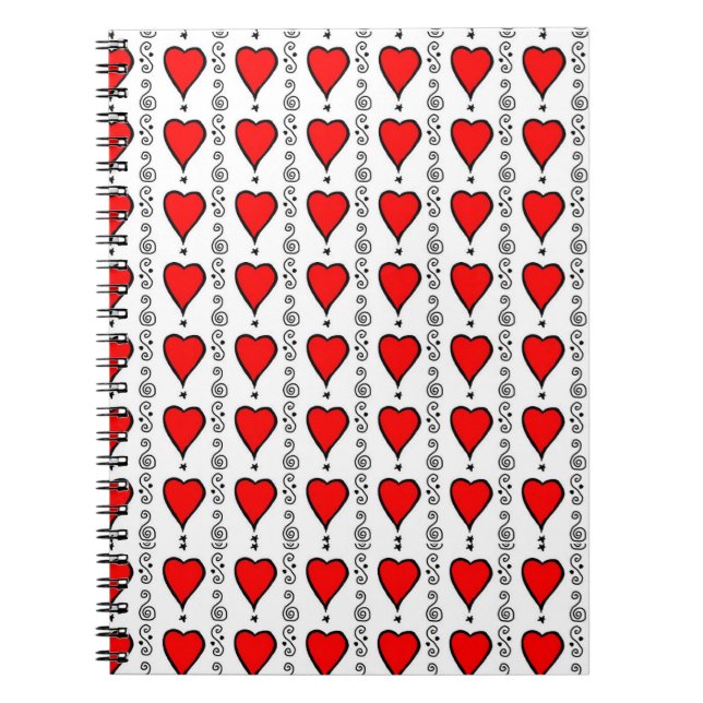 Caderno Espiral coleção de padrões de corações (Frente)