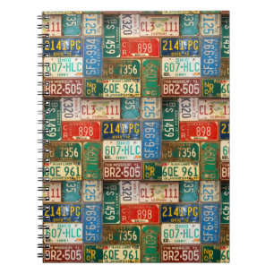 Caderno Espiral Coleção de Placas de Licença Rusty