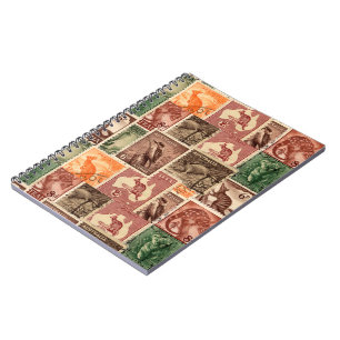 Caderno Espiral Coleção de selos postais australiana do vintage