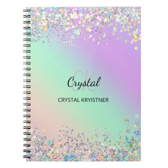 Caderno Espiral Coleta Holográfica Moderna (Frente)