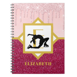 Caderno Espiral Coleta Rosa Glitter Figura Patinadora Dançador de 