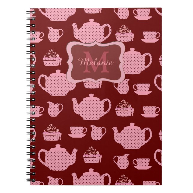 Caderno Espiral Coletor de Bolinhas rosa no Borgonha Personalizado (Frente)