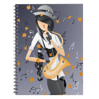 Caderno Espiral Colheita de Ouros Saxofonista Palhaçada