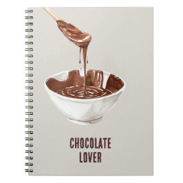 Caderno Espiral Colher de Tigela de Amante de Chocolate