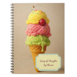 Caderno Espiral Colherada de Pensamentos – Sorvete Personalizado