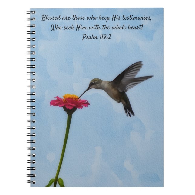 Caderno Espiral Colibri Procurando Versículo Bíblico de Oração (Frente)
