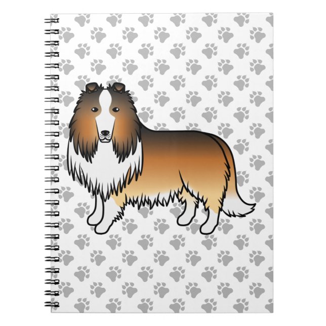 Caderno Espiral Collie Áspero Sable Cachorro de Desenho Animado Fo (Frente)