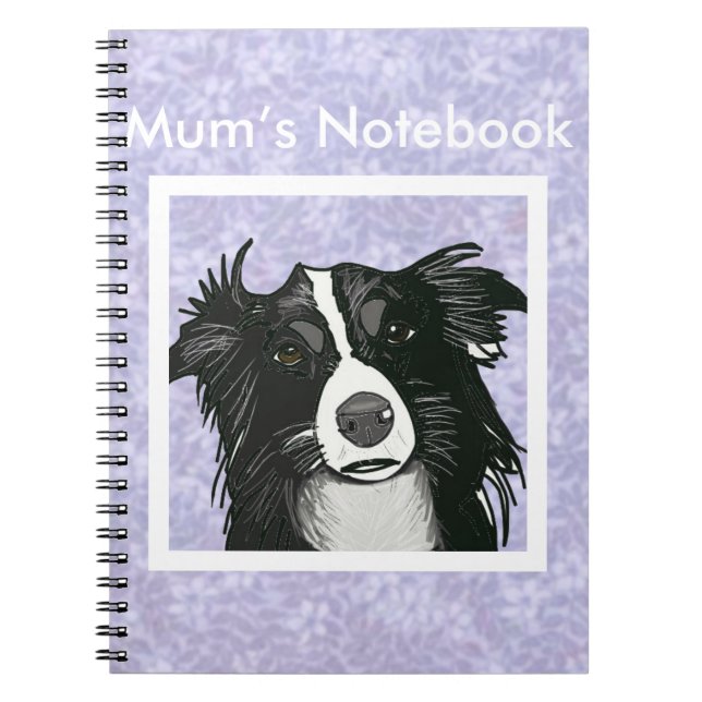 Caderno Espiral Collie Preto e Branco (Frente)