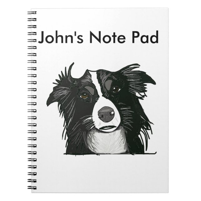 Caderno Espiral Collie Preto e Branco (Frente)
