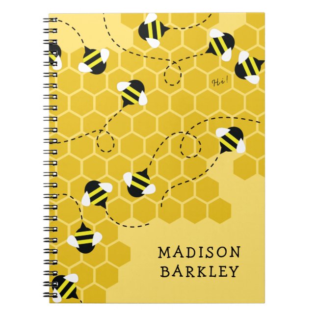 Caderno Espiral Colmeia de Abelha Fofa para Crianças (Frente)