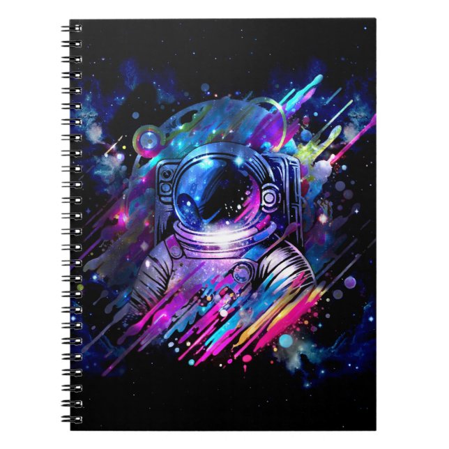 Caderno Espiral Color Splash Astronauta Espacial Estrelado (Frente)