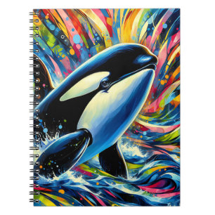 Caderno Espiral Color Splash Orca – Arte Oceânica Vibrante