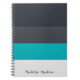 Caderno Espiral Colorblock Faixa horizontal Preta e Cinza