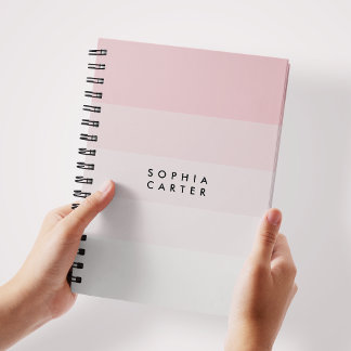 Caderno Espiral Colorblock - Horizontal - Pastel Rosa Stripes Mono