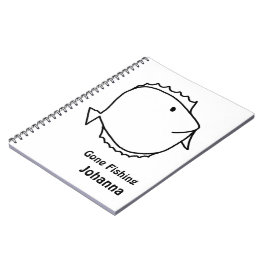 Caderno Espiral Colore-me. Peixe preto e branco