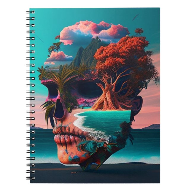Caderno Espiral Colored skull head (Frente)