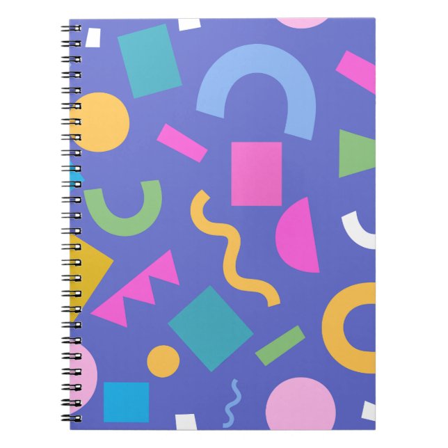 Caderno Espiral Colorful Abstract Geometric Memphis Style Pattern (Frente)