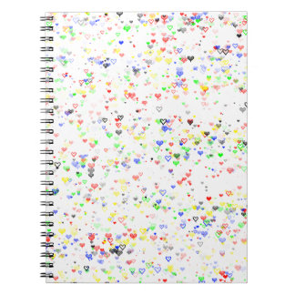 Caderno Espiral Colorful Hearts Pattern Notebook