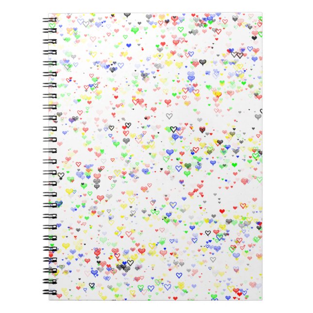 Caderno Espiral Colorful Hearts Pattern Notebook (Frente)