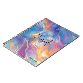 Caderno Espiral Colorful opal swirly flowing marble texture