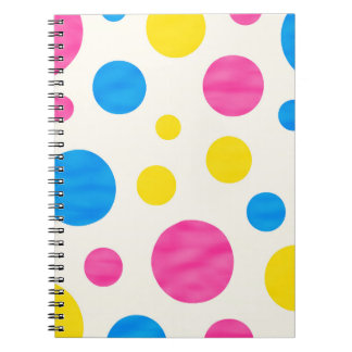 Caderno Espiral Colorful Polka Dots Pink Blue Yellow Retro