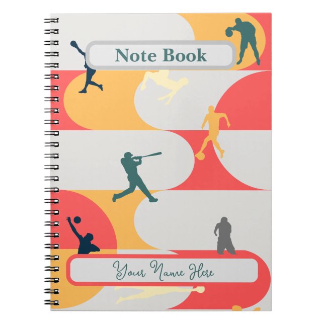 Caderno Espiral Colorful Retro Multi-Sport Silhouette Personalized (Frente)