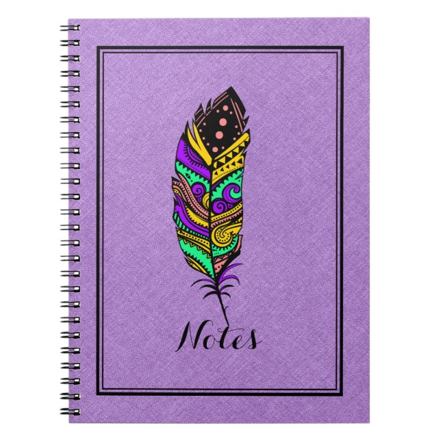 Caderno Espiral Colorida Abstrato Native American Feather nº 2 (Frente)