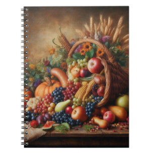 Caderno Espiral Colorida/Ação de Graças/Cornucopia/Queda