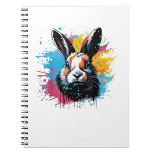 Caderno Espiral Colorida Arte Espalhada Cuta Rabbit Holandês