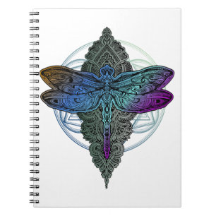 Caderno Espiral Colorida Dragonfly Lotus Flower Tee