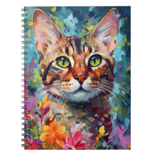 Caderno Espiral Colorida Gato Bengala