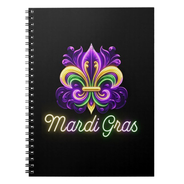 Caderno Espiral Colorida Neon Mardi Gras Fleur de lis (Frente)