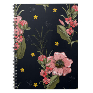 Caderno Espiral Colorida no fundo escuro. Folha desenhada à mão, d