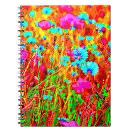 Caderno Espiral Colorida Prado Selvagem no Estilo Bloom Pop Art