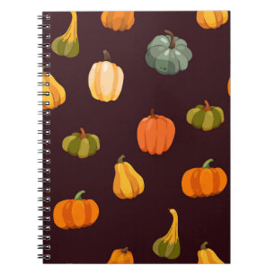 Caderno Espiral Colorida Pumpkins: Elegância Escura de Outono.