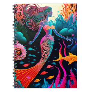 Caderno Espiral Colorida Rainbow Mermaid Fantasy