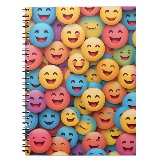 Caderno Espiral Colorida Smile Emoji (Frente)
