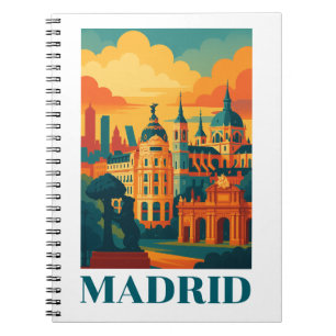 Caderno Espiral Colorida Viagens vintage de Espanha Madrid