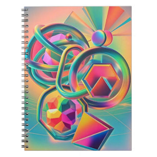Caderno Espiral Colorida Vibrante e trabalho de arte abstrato