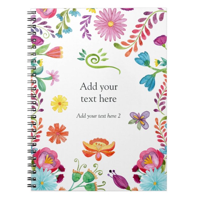 Caderno Espiral Colorida Watercolor Floral Mexicana Fiesta (Frente)