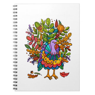 Caderno Espiral Colorido e incrível peru estilizado engraçado
