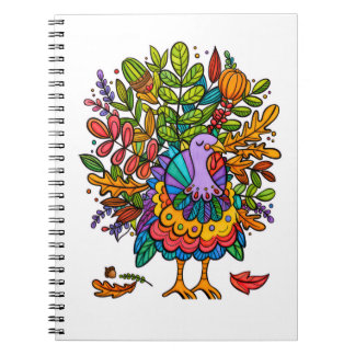 Caderno Espiral Colorido e incrível peru estilizado engraçado