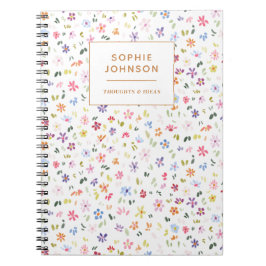 Caderno Espiral Colorido Floral Bonito Feminino Roxo Personalizado
