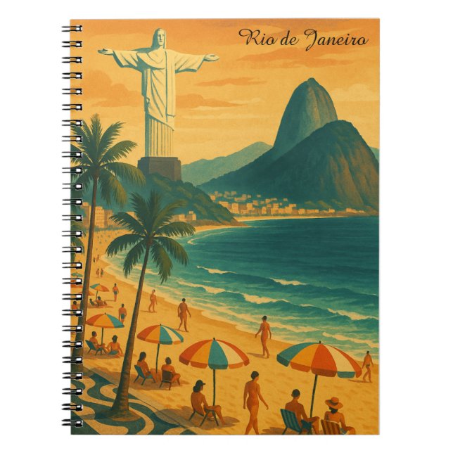 Caderno Espiral Colorido Rio de Janeiro Brasil Copacabana Beach (Frente)
