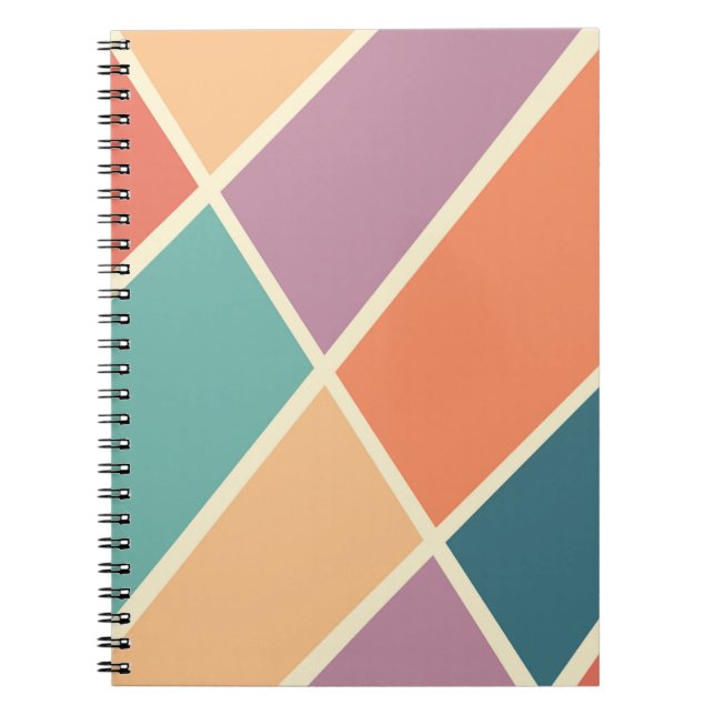 Caderno Espiral Coloridos abstrato geométricos design (Frente)