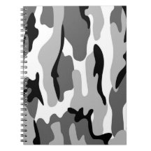 Caderno Espiral com Camuflagem Cinza e Preto